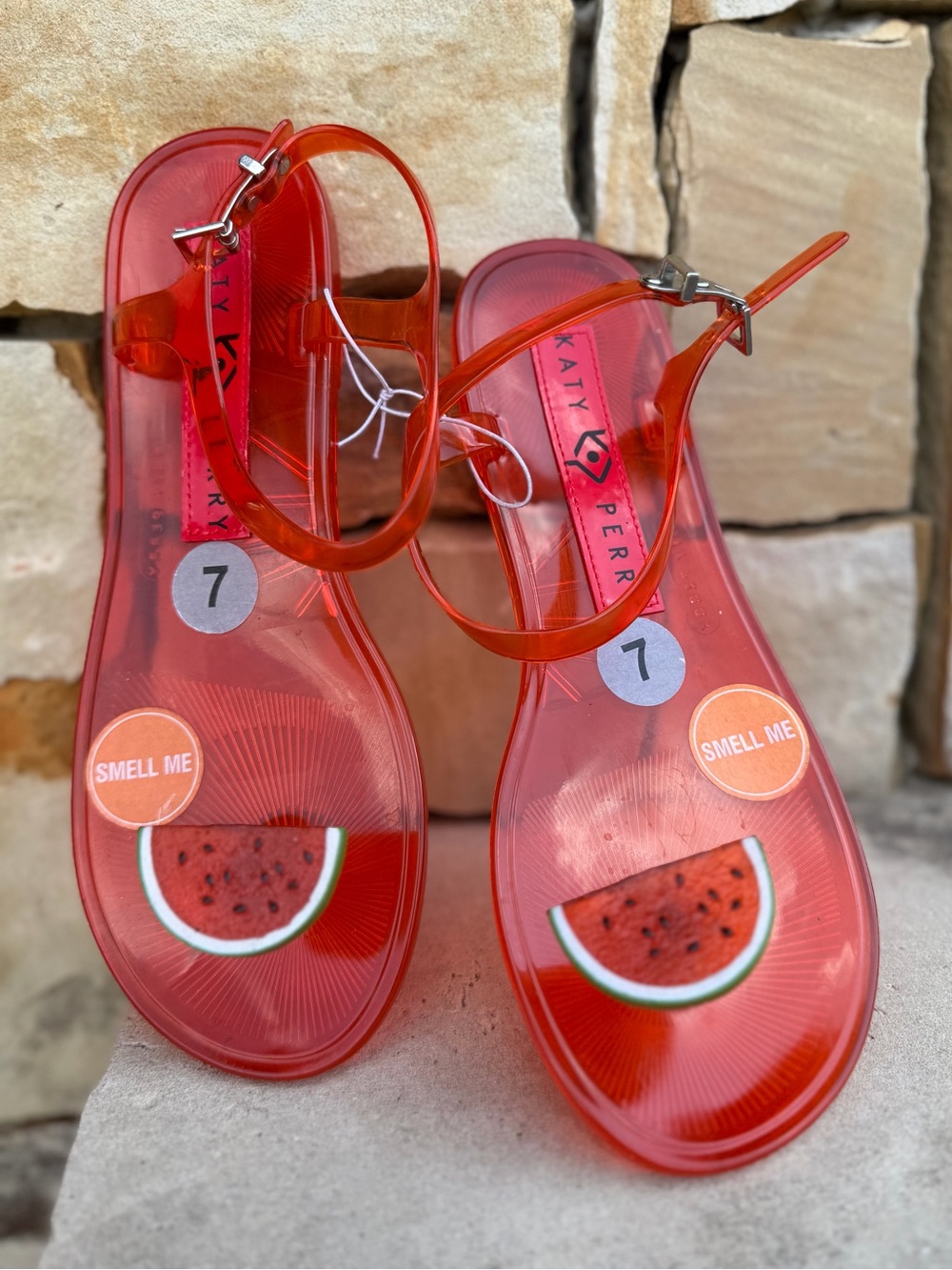 Katy Perry Jelly Watermelon Red Summer Sandals - Women NWT Sz-7. F - Picture 4 of 9